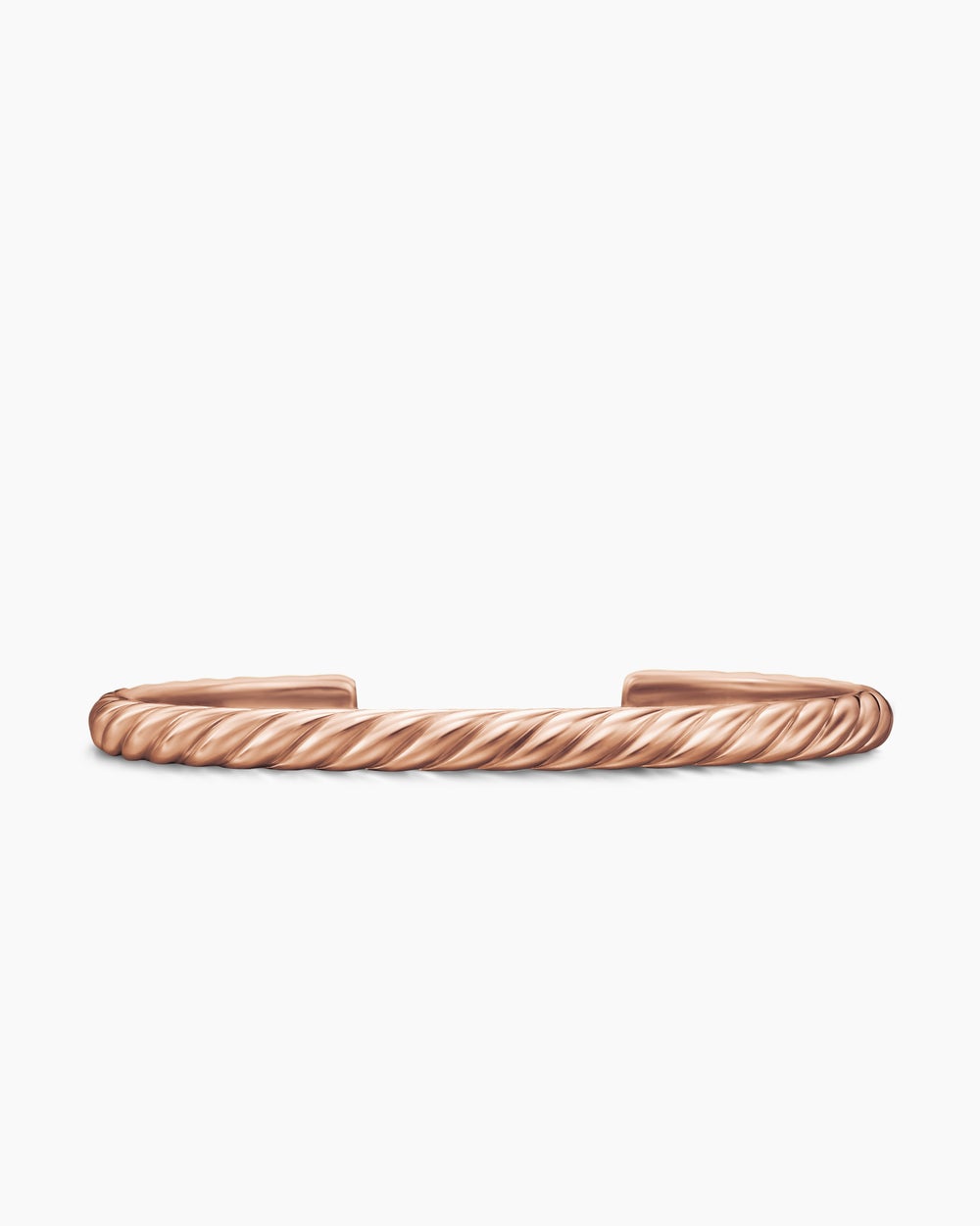 Mens Sculpted Cable Cuff Bracelet in 18K Rose Gold, 5.5mm