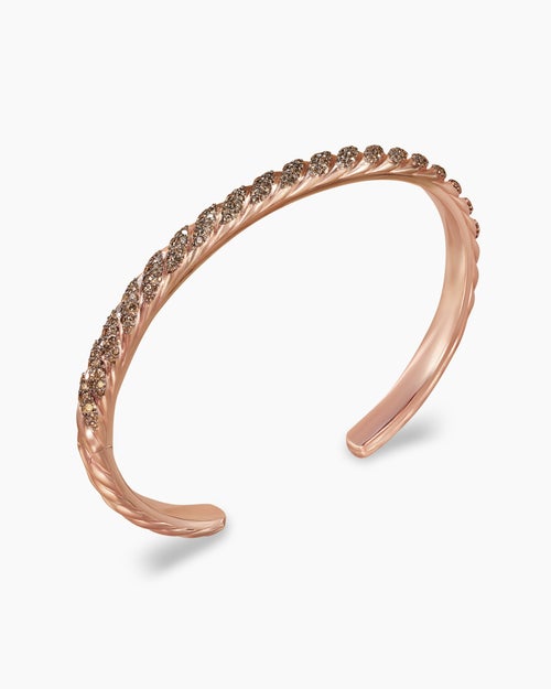 Mens Sculpted Cable Cuff Bracelet in 18K Rose Gold, 5.5mm