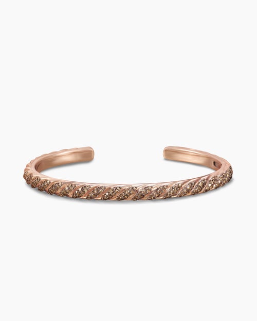 Mens Sculpted Cable Cuff Bracelet in 18K Rose Gold, 5.5mm