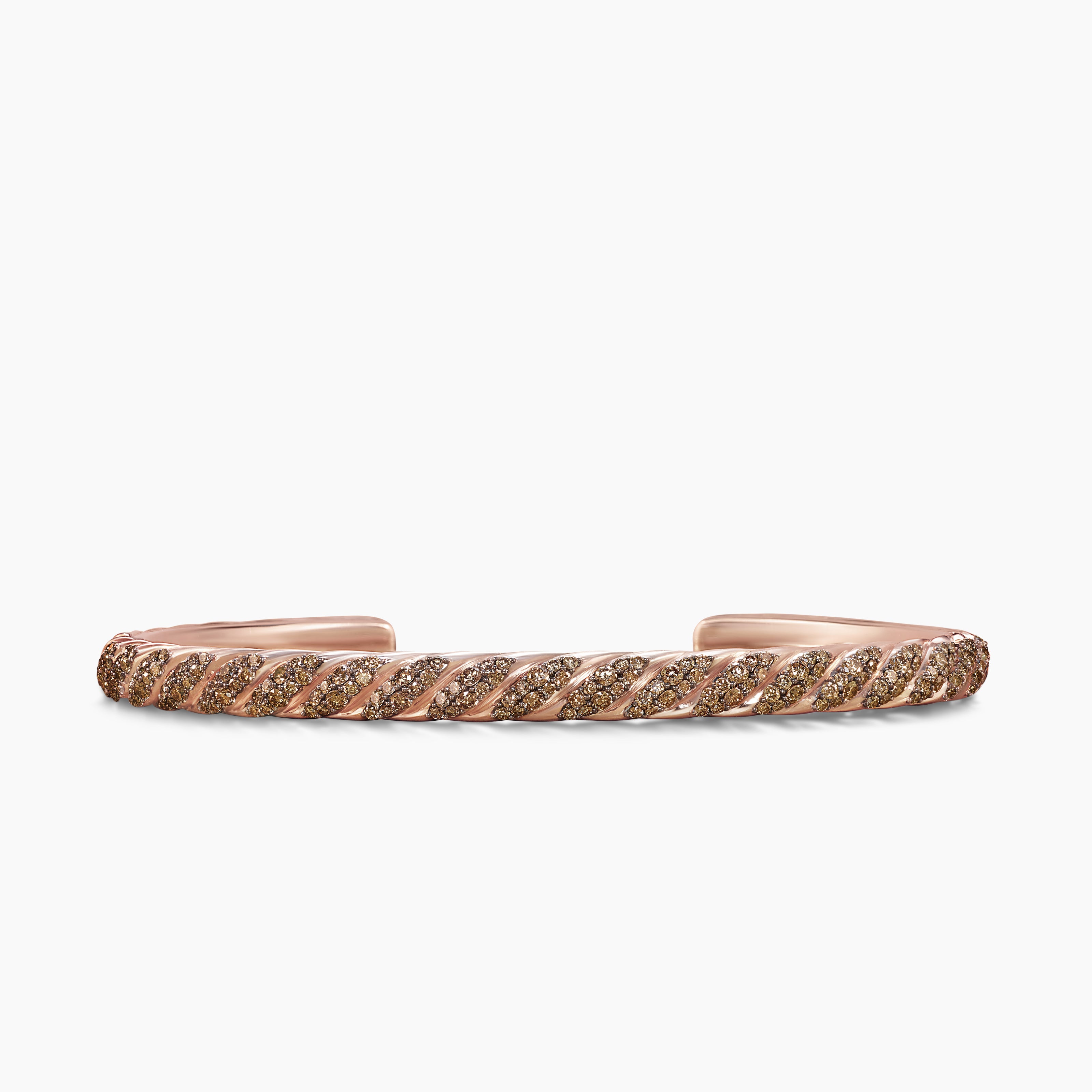 Mens Sculpted Cable Cuff Bracelet in 18K Rose Gold, 5.5mm