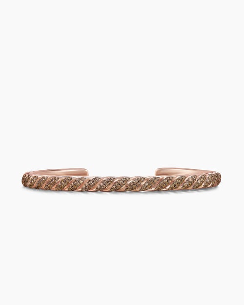 Mens Sculpted Cable Cuff Bracelet in 18K Rose Gold, 5.5mm