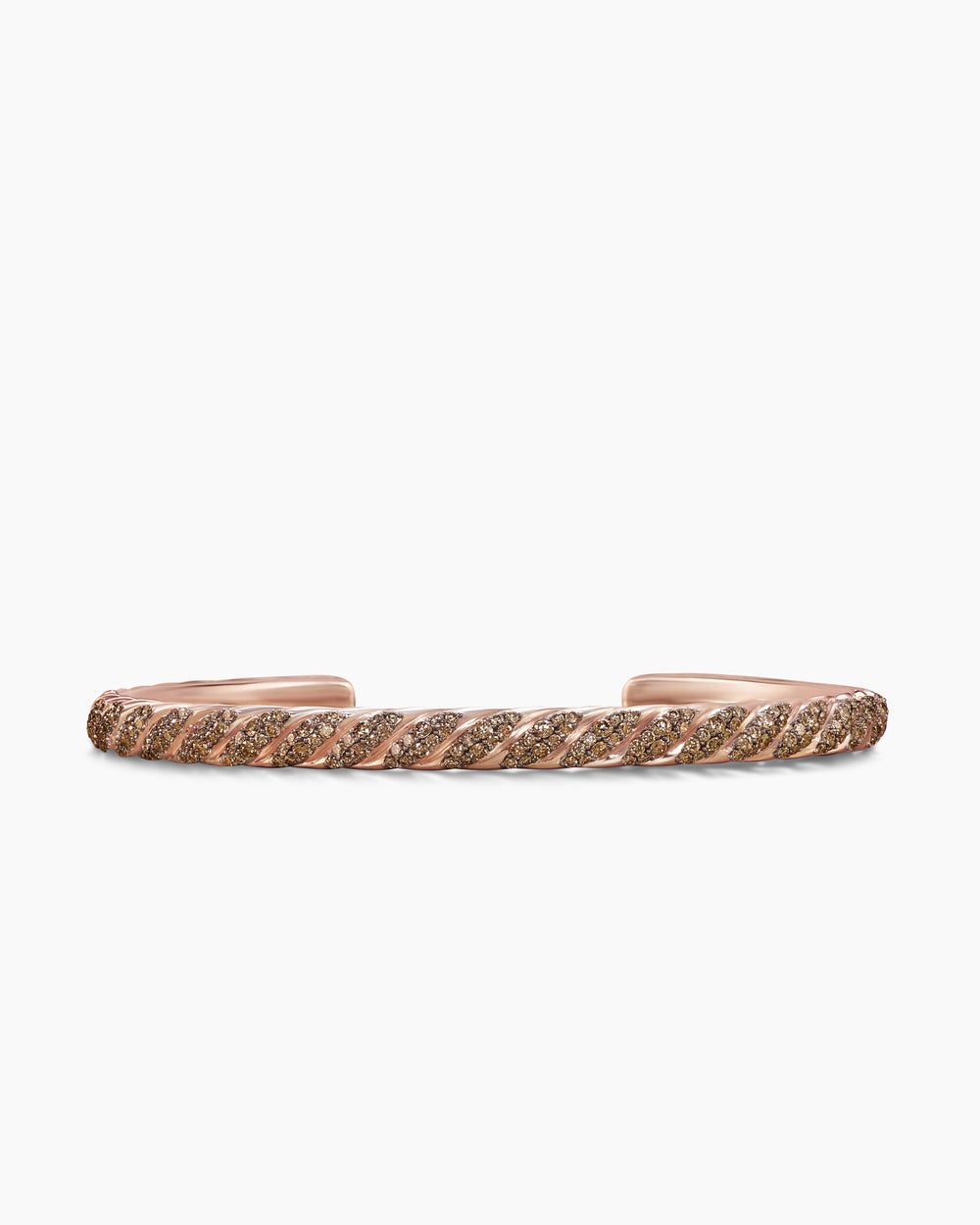 Mens Sculpted Cable Cuff Bracelet in 18K Rose Gold, 5.5mm
