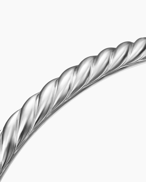 Mens Sculpted Cable Cuff Bracelet in 18K White Gold, 5.5mm