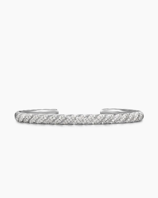 Sculpted Cable Cuff Bracelet in 18K White Gold, 5.5mm
