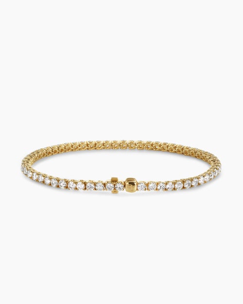 Mens Tennis Bracelet in 18K Yellow Gold with Diamonds, 3mm