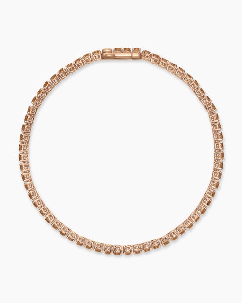 Mens Tennis Bracelet in 18K Rose Gold with Cognac Diamonds, 3mm