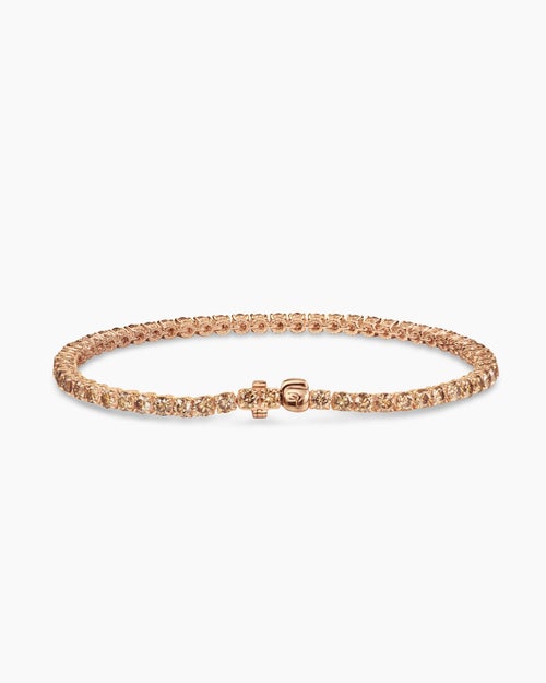 Mens Tennis Bracelet in 18K Rose Gold with Cognac Diamonds, 3mm