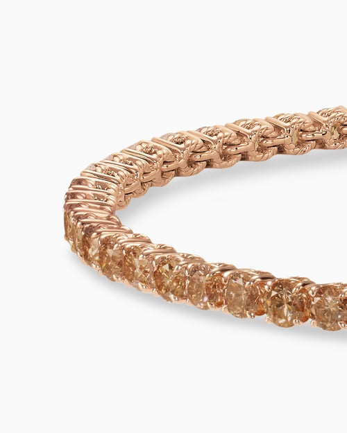 Mens Tennis Bracelet in 18K Rose Gold with Cognac Diamonds, 3mm