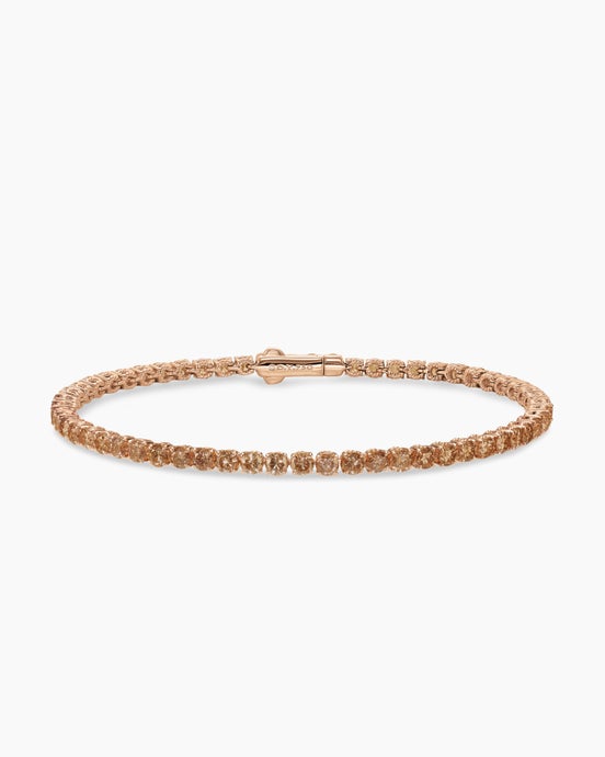 Tennis Bracelet in 18K Rose Gold with Cognac Diamonds, 3mm