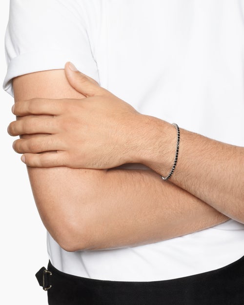 Mens Tennis Bracelet in 18K White Gold, 3mm
