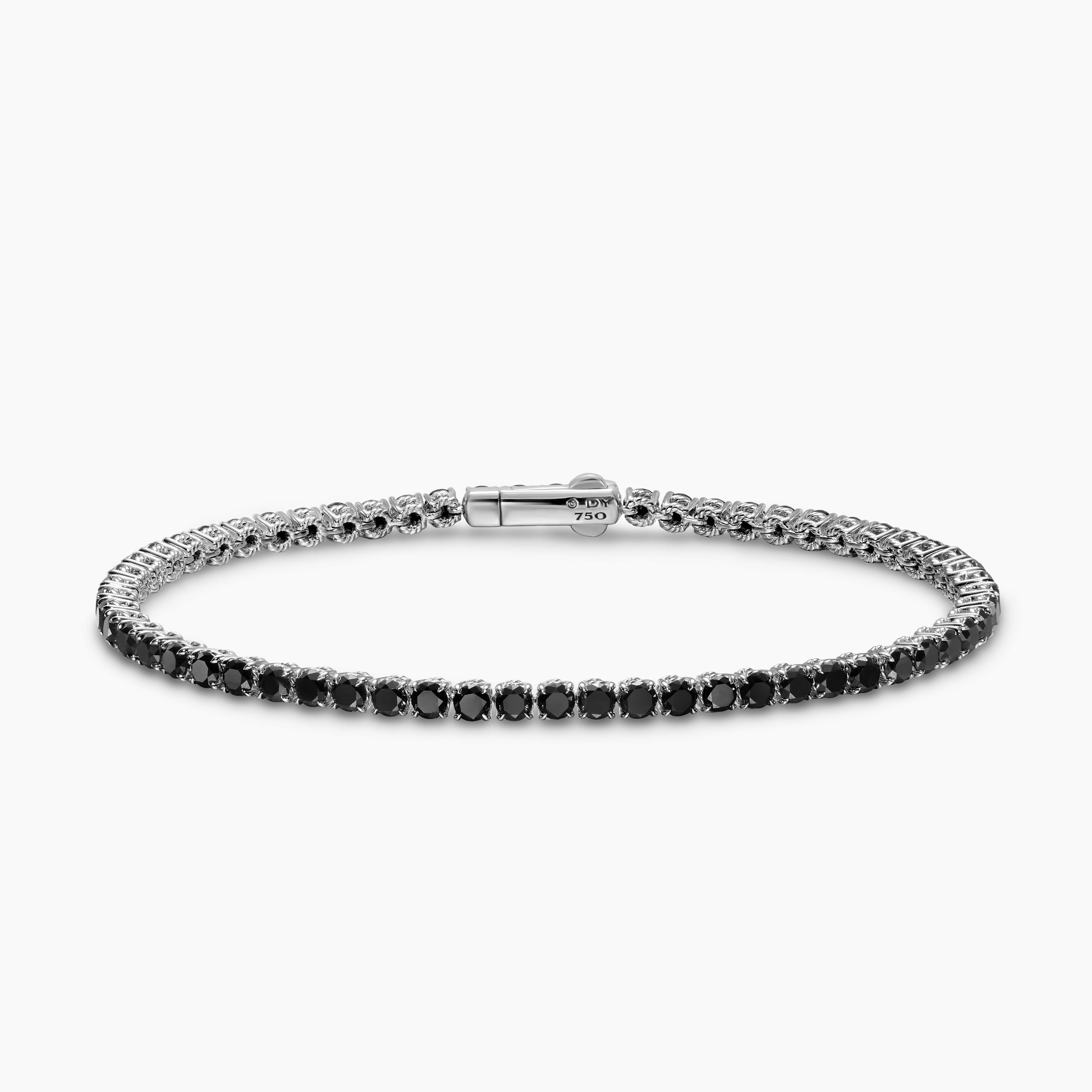 Mens Tennis Bracelet in 18K White Gold, 3mm