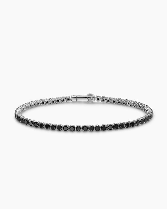 Tennis Bracelet in 18K White Gold with Black Diamonds, 3mm