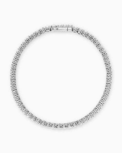 Mens Tennis Bracelet in 18K White Gold with Diamonds, 3mm
