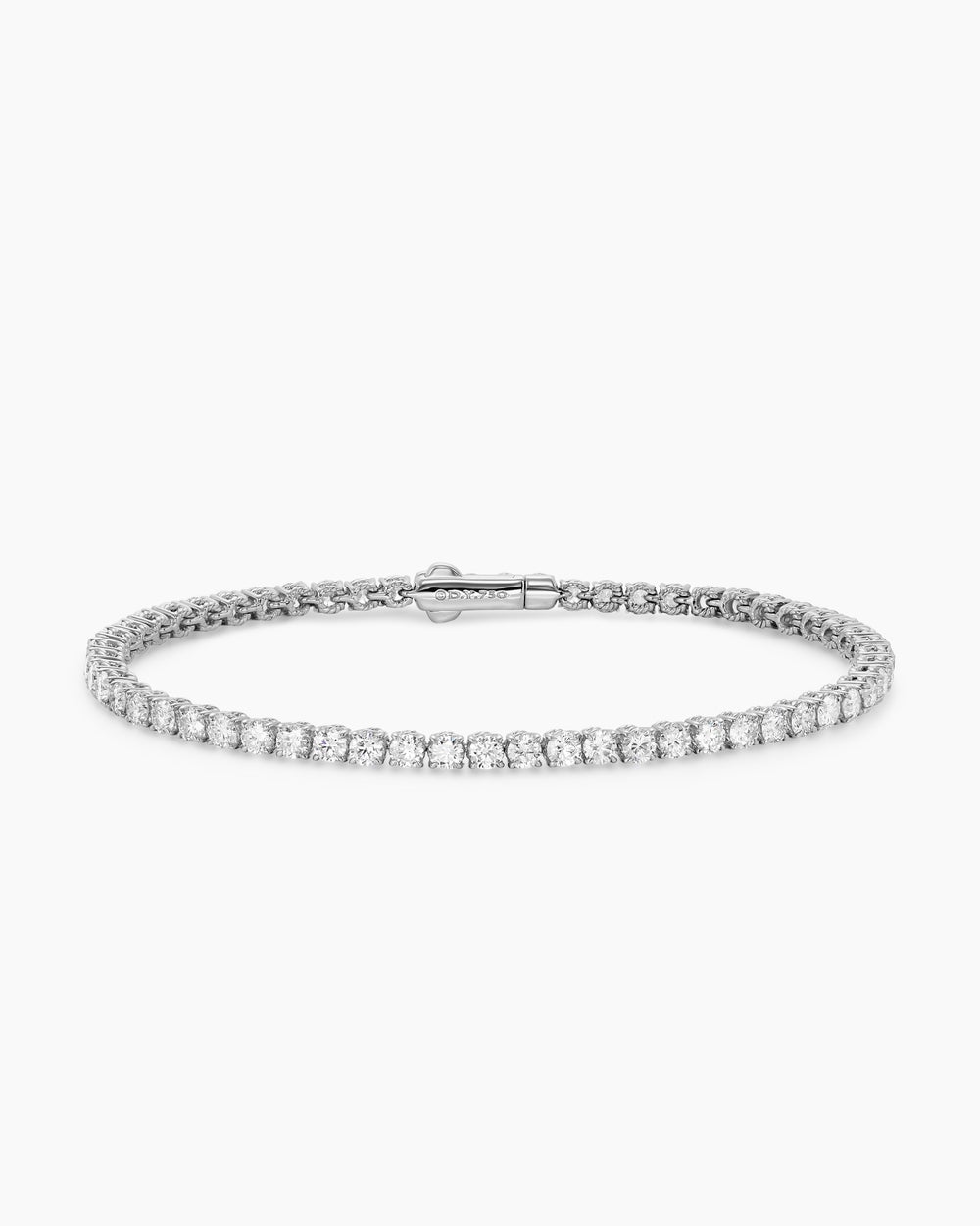 Mens Tennis Bracelet in 18ct White Gold with Diamonds, 3mm
