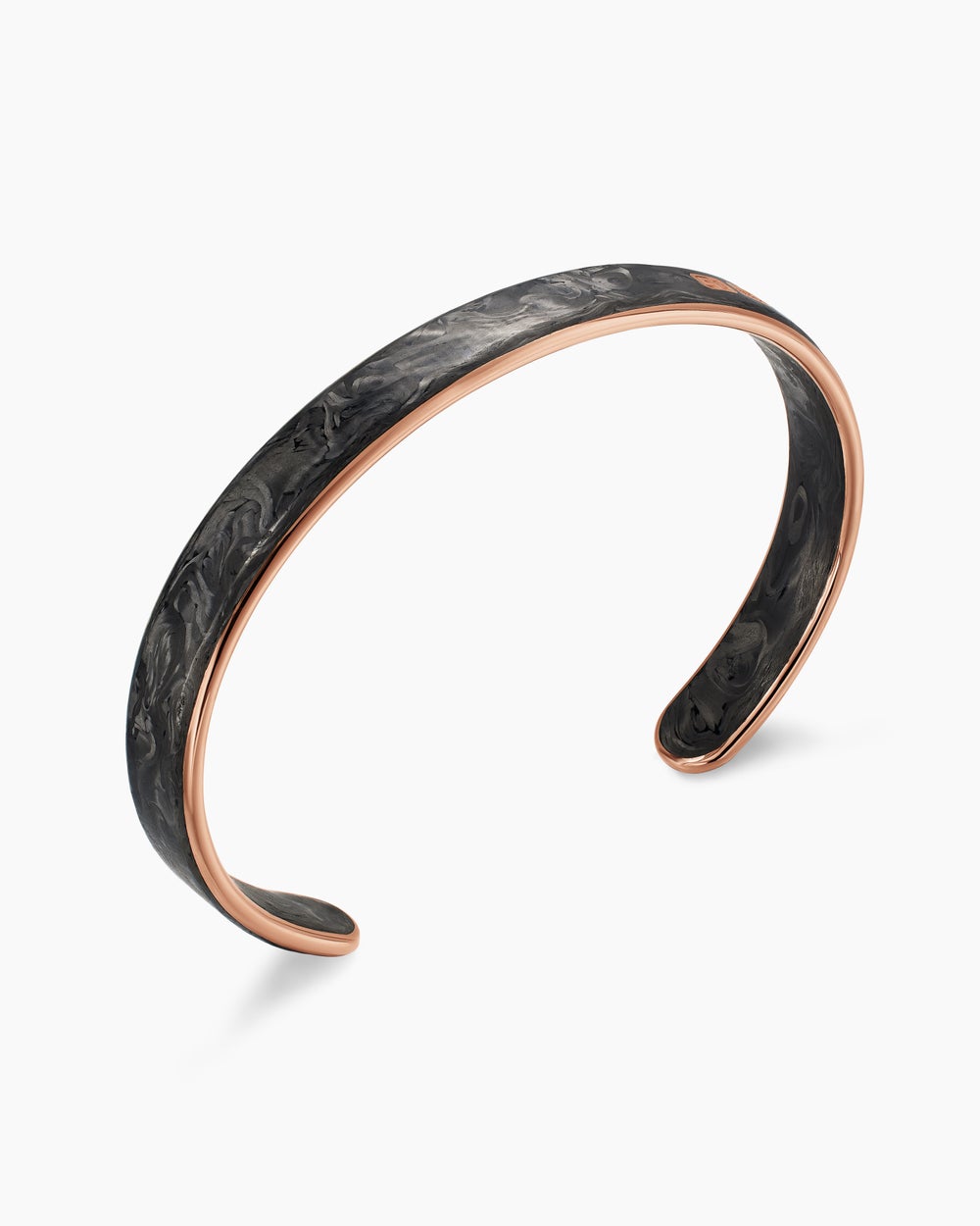 Mens Streamline® Cuff Bracelet in 18K Rose Gold with Forged Carbon, 9mm