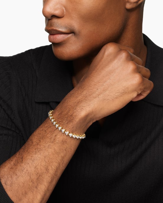 Armory® Link Bracelet in 18K Yellow Gold with Diamonds, 7.5mm