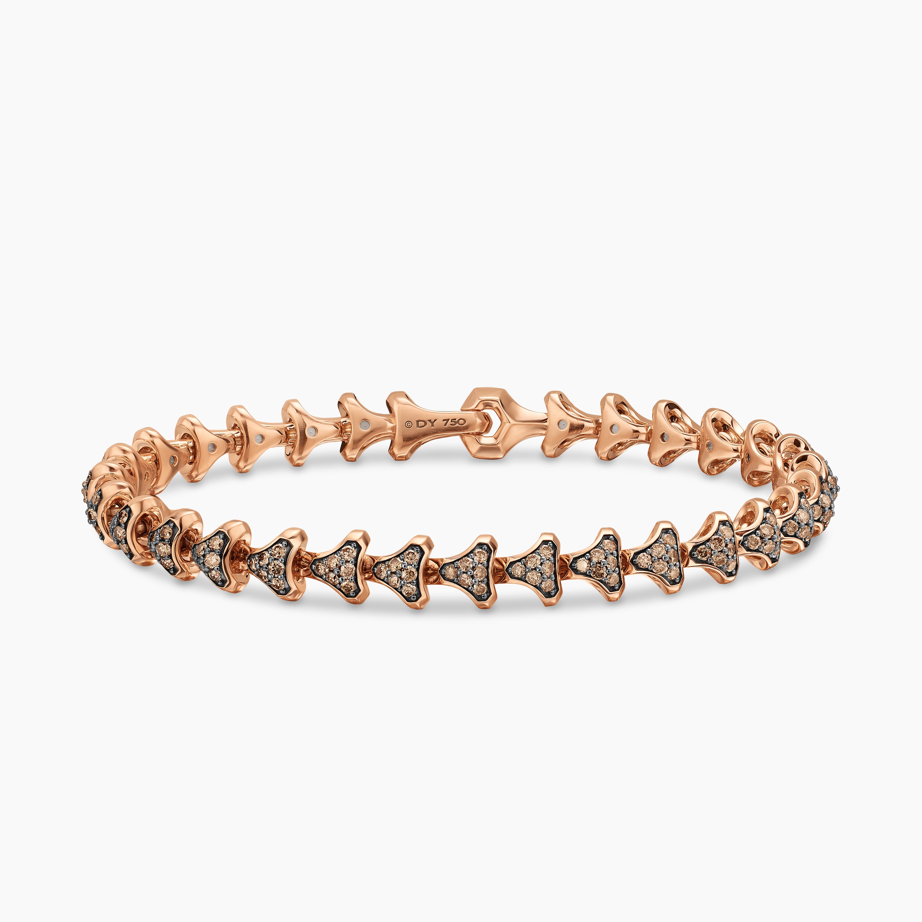 Mens Armory&reg; Link Bracelet in 18K Rose Gold with Cognac Diamonds, 7.5mm