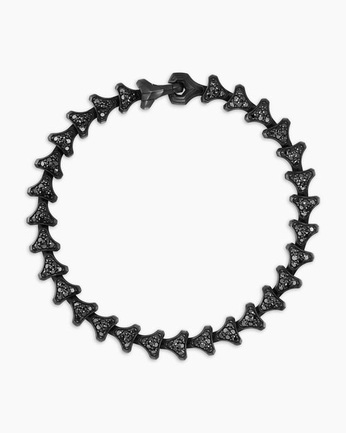 Mens Armory® Link Bracelet in Black Titanium with Black Diamonds, 7.5mm