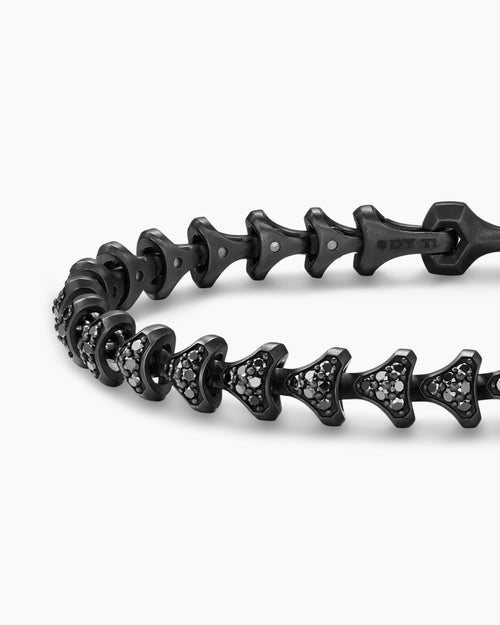 Mens Armory® Link Bracelet in Black Titanium with Black Diamonds, 7.5mm