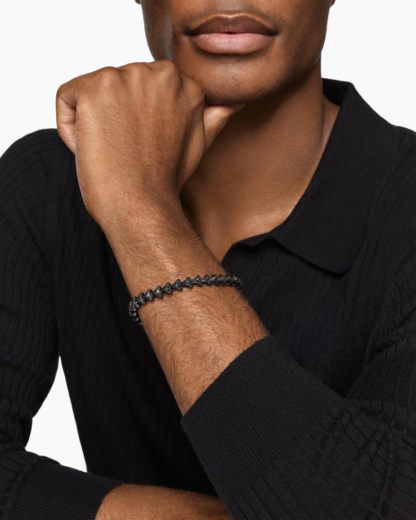 Armory® Link Bracelet in Black Titanium with Black Diamonds, 7.5mm