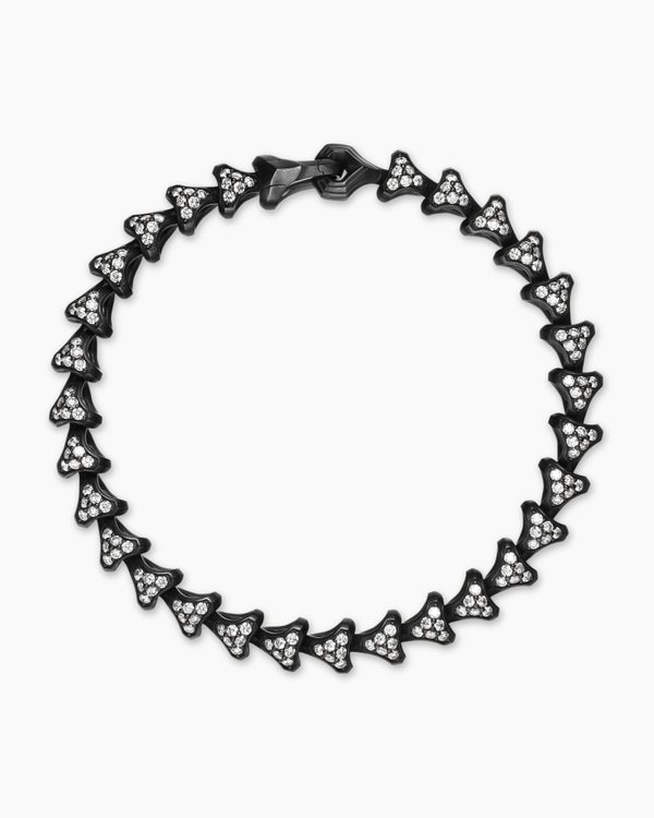 Armory® Link Bracelet in Black Titanium with Diamonds, 7.5mm