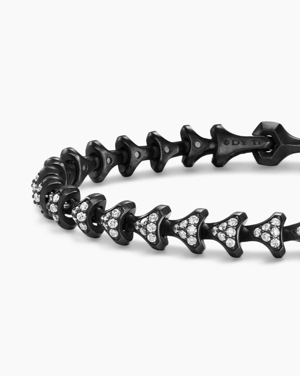 Armory® Link Bracelet in Black Titanium with Diamonds, 7.5mm