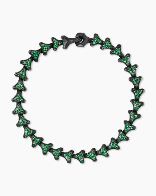 Mens Armory® Link Bracelet in Black Titanium with Tsavorites, 7.5mm