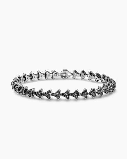 Mens Armory® Link Bracelet in Sterling Silver with Black Diamonds, 7.5mm