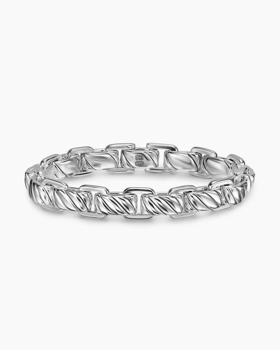 Sculpted Cable Link Bracelet in Sterling Silver, 12mm