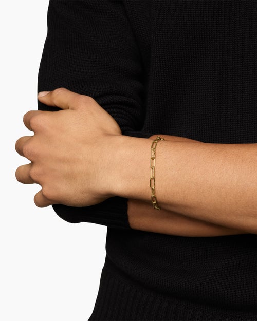 Mens DY Madison Chain Bracelet in 18K Yellow Gold, 4mm