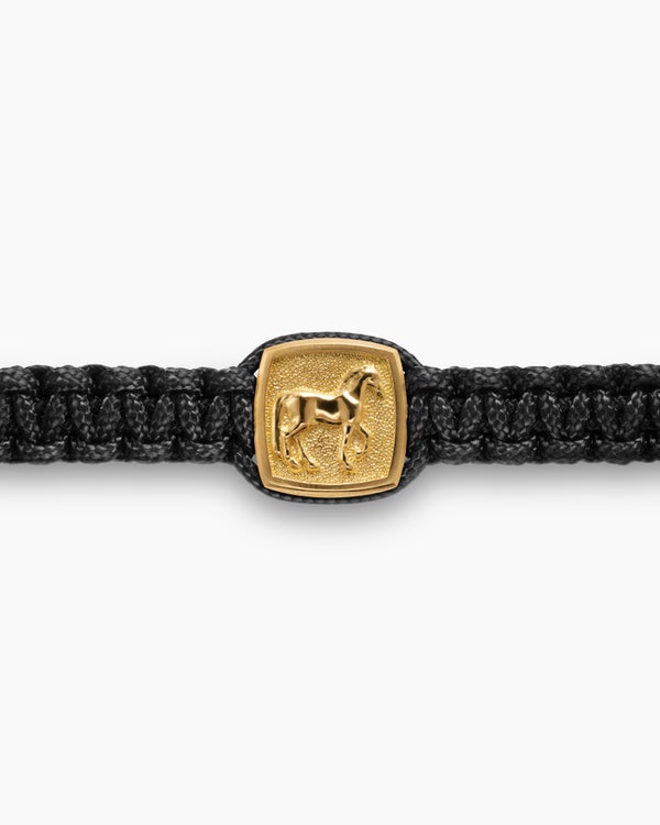 Petrvs Horse Woven Station Bracelet in 18K Yellow Gold, 11.9mm