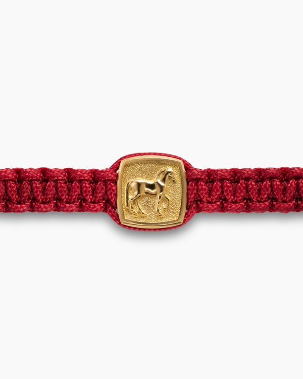 Petrvs Horse Woven Station Bracelet in 18K Yellow Gold, 11.9mm