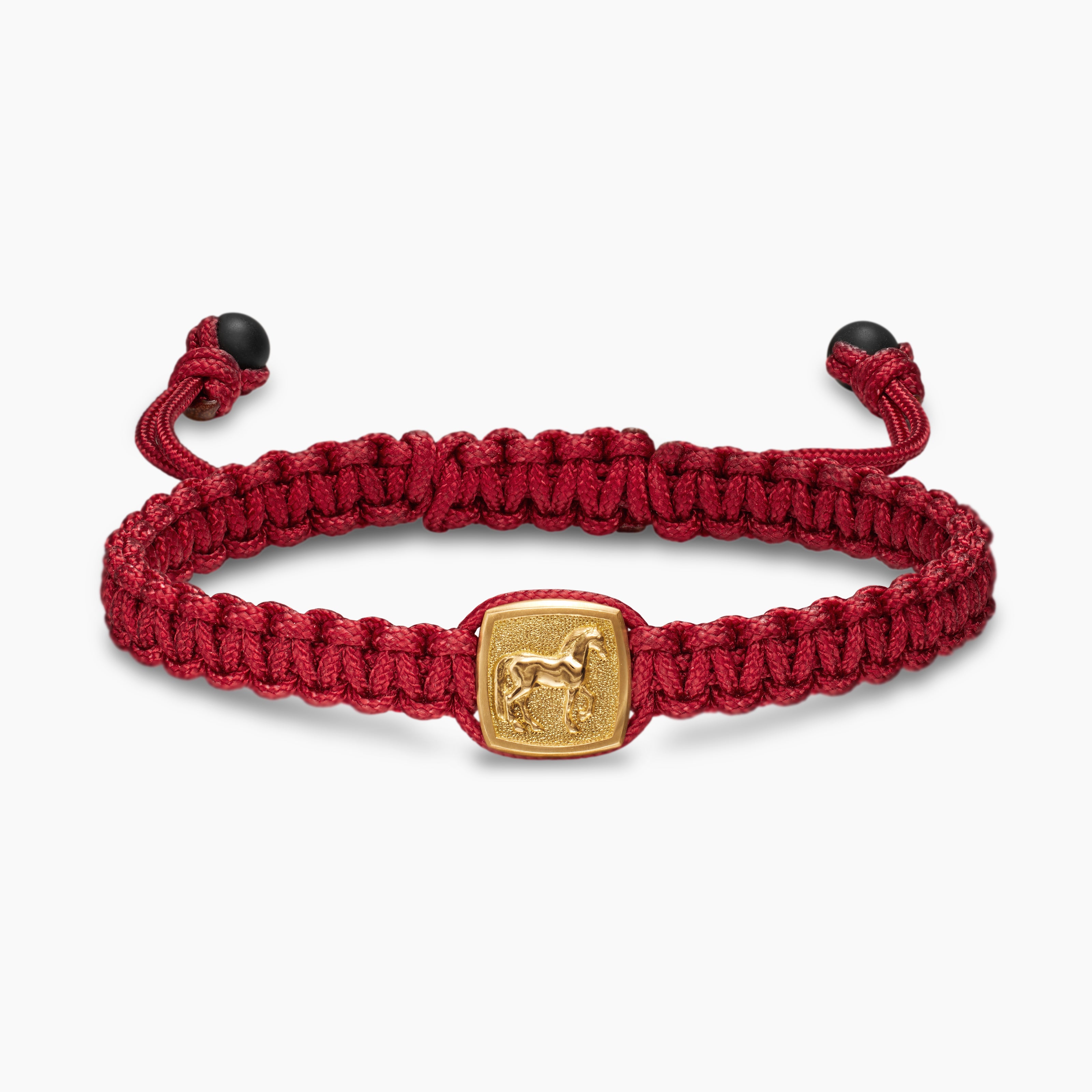 Mens Petrvs Horse Woven Station Bracelet in 18K Yellow Gold, 11.9mm
