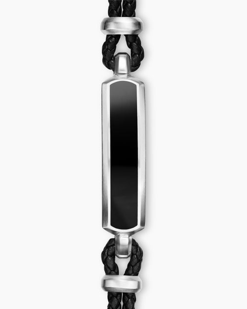 Mens Streamline ID Bar Leather Bracelet with Sterling Silver, 6mm