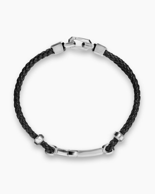 Bracelet à ornement Croix Streamline en cuir avec argent massif, 6 mm