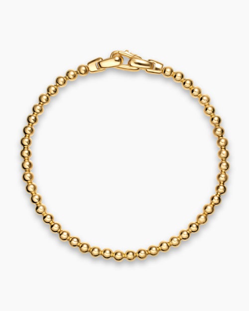 Mens Spiritual Beads Metal Bead Bracelet in 18K Yellow Gold, 4mm
