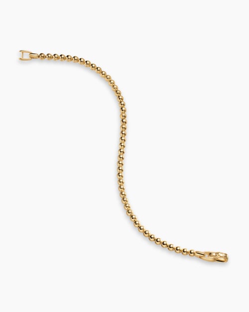 Mens Spiritual Beads Metal Bead Bracelet in 18K Yellow Gold, 4mm