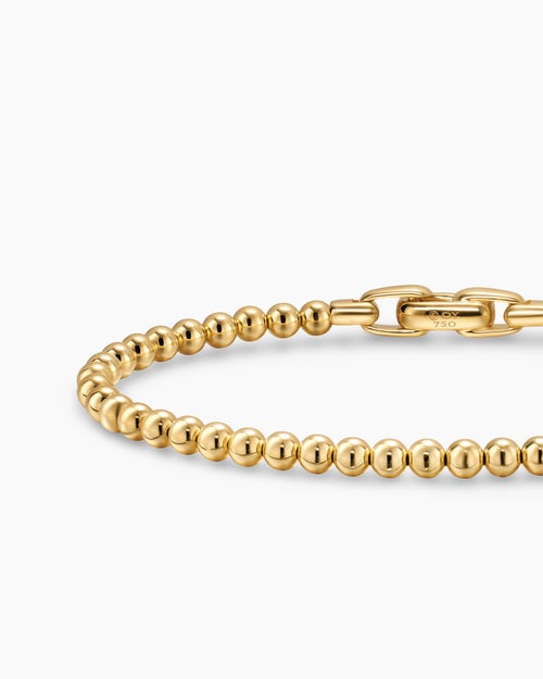 Mens Spiritual Beads Metal Bead Bracelet in 18K Yellow Gold, 4mm