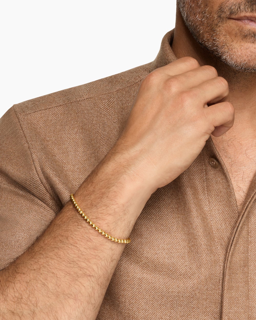 Mens Spiritual Beads Metal Bead Bracelet in 18K Yellow Gold, 4mm