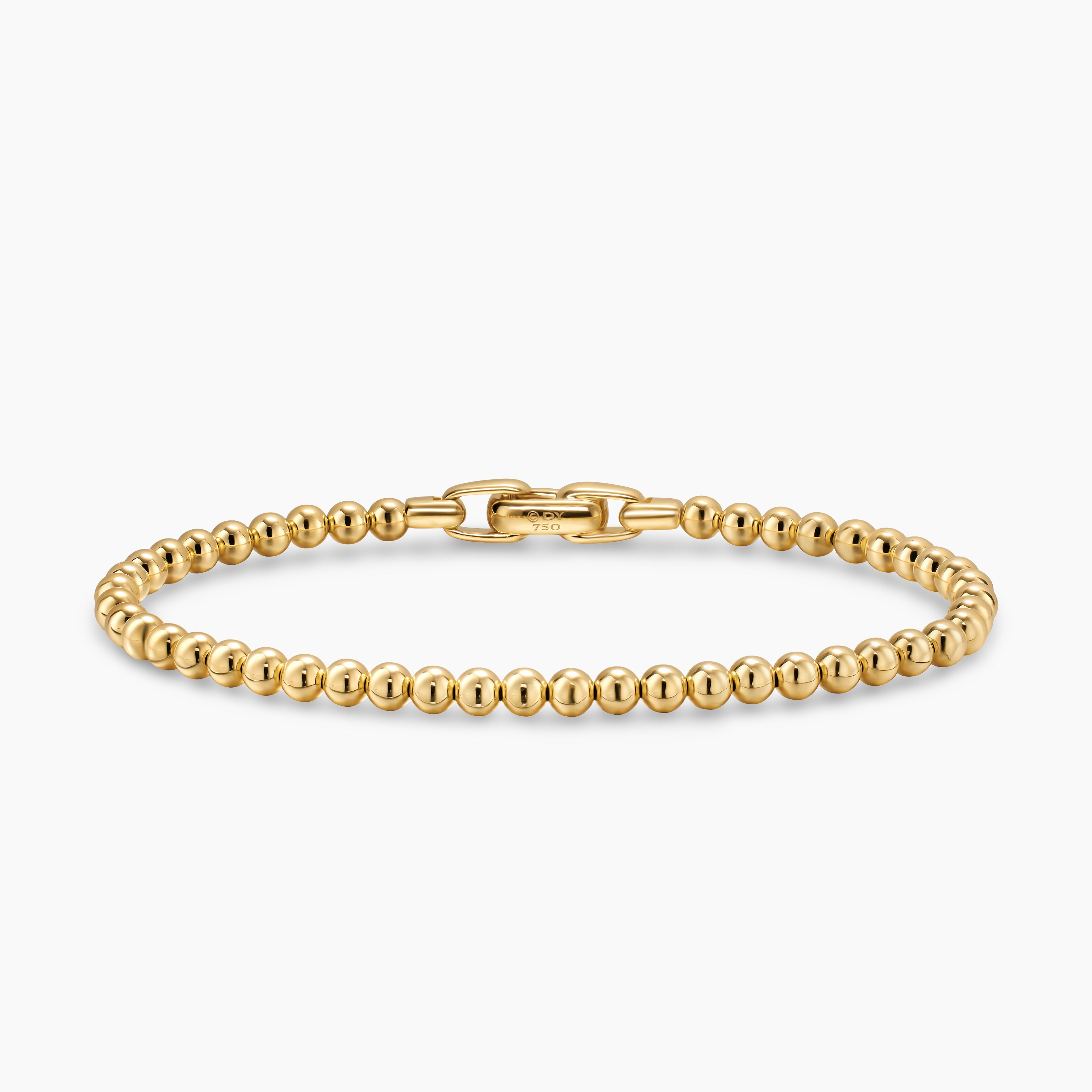 Mens Spiritual Beads Metal Bead Bracelet in 18K Yellow Gold, 4mm