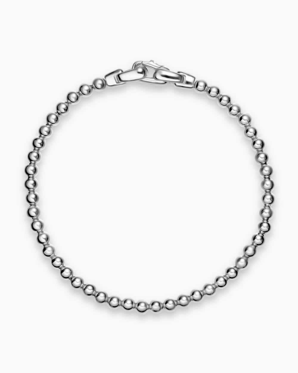 Mens Spiritual Beads Metal Bead Bracelet in Sterling Silver, 4mm