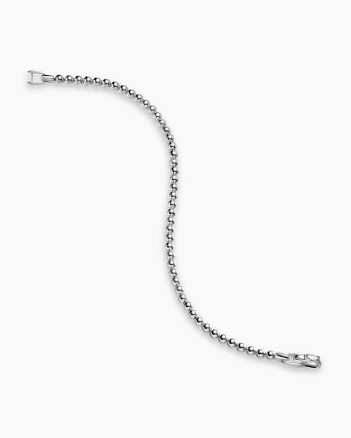 Mens Spiritual Beads Metal Bead Bracelet in Sterling Silver, 4mm