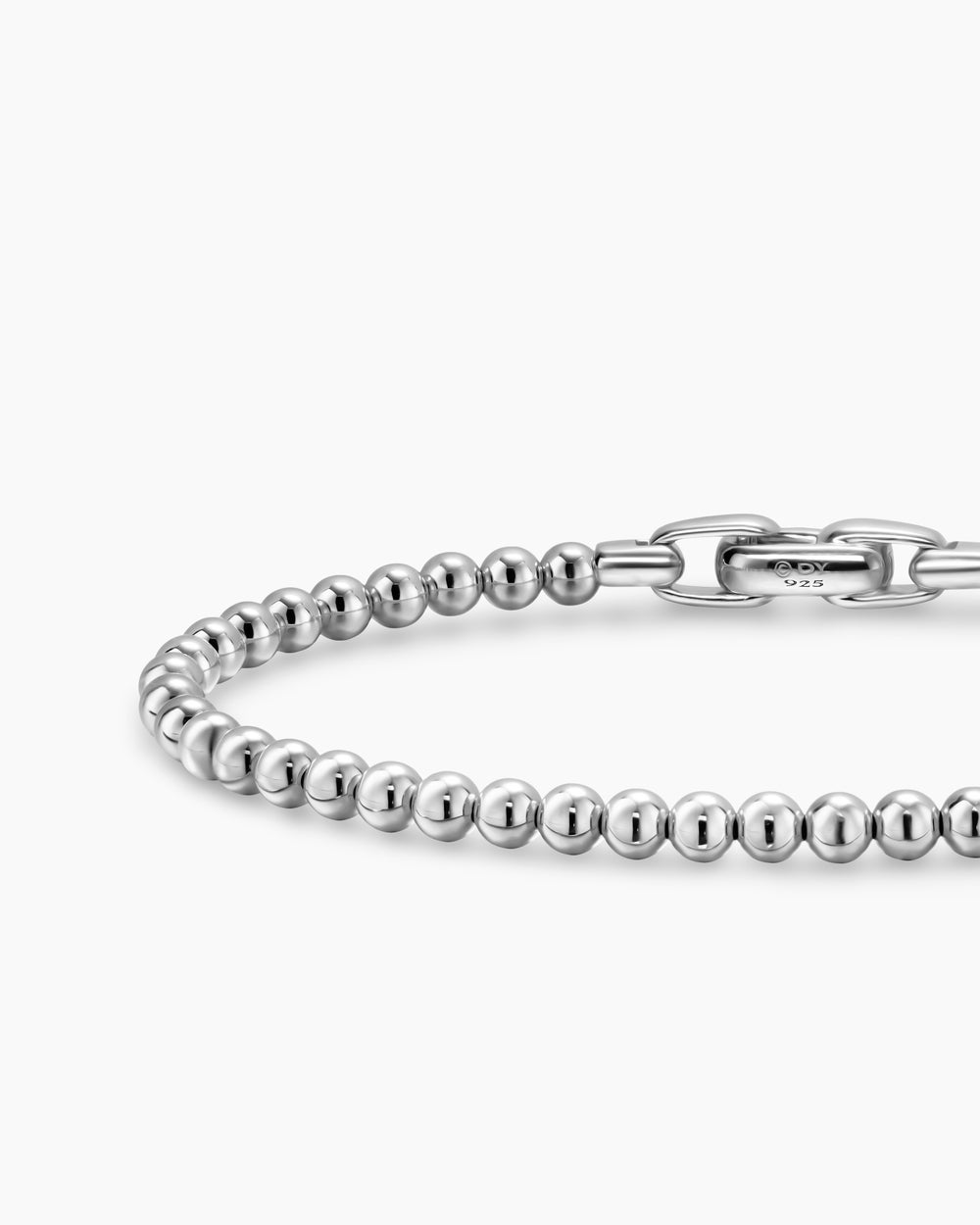 Mens Spiritual Beads Metal Bead Bracelet in Sterling Silver, 4mm