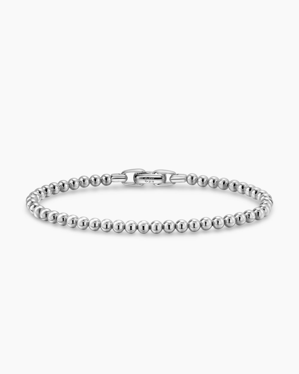Mens Spiritual Beads Metal Bead Bracelet in Sterling Silver, 4mm