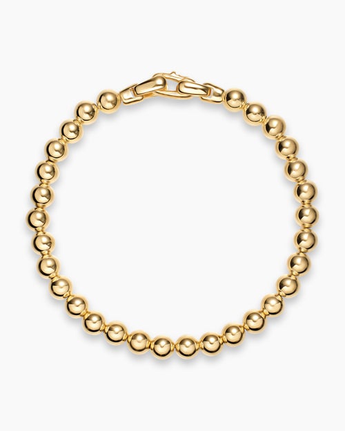 Mens Spiritual Beads Metal Bead Bracelet in 18K Yellow Gold, 6mm