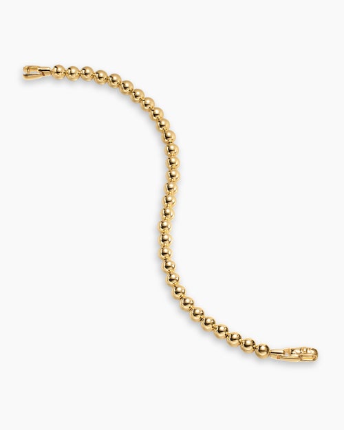 Mens Spiritual Beads Metal Bead Bracelet in 18K Yellow Gold, 6mm