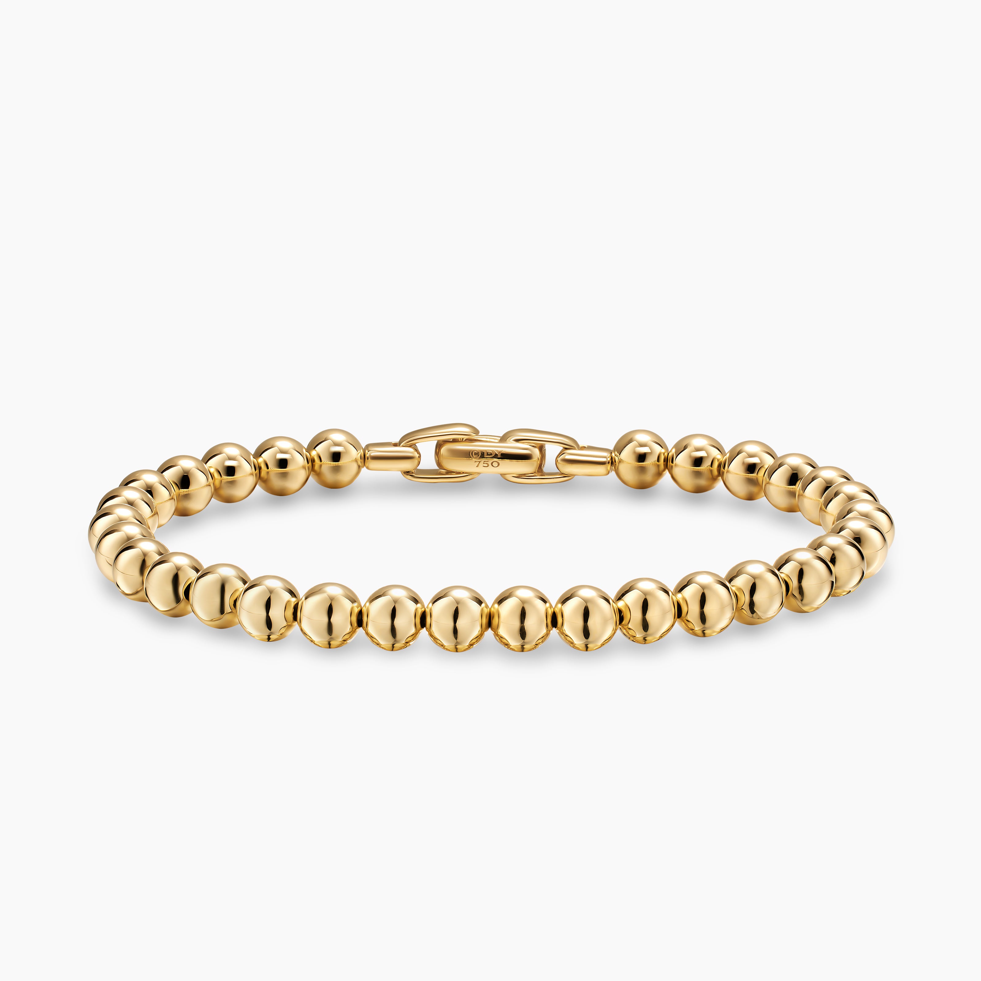 Mens Spiritual Beads Metal Bead Bracelet in 18K Yellow Gold, 6mm