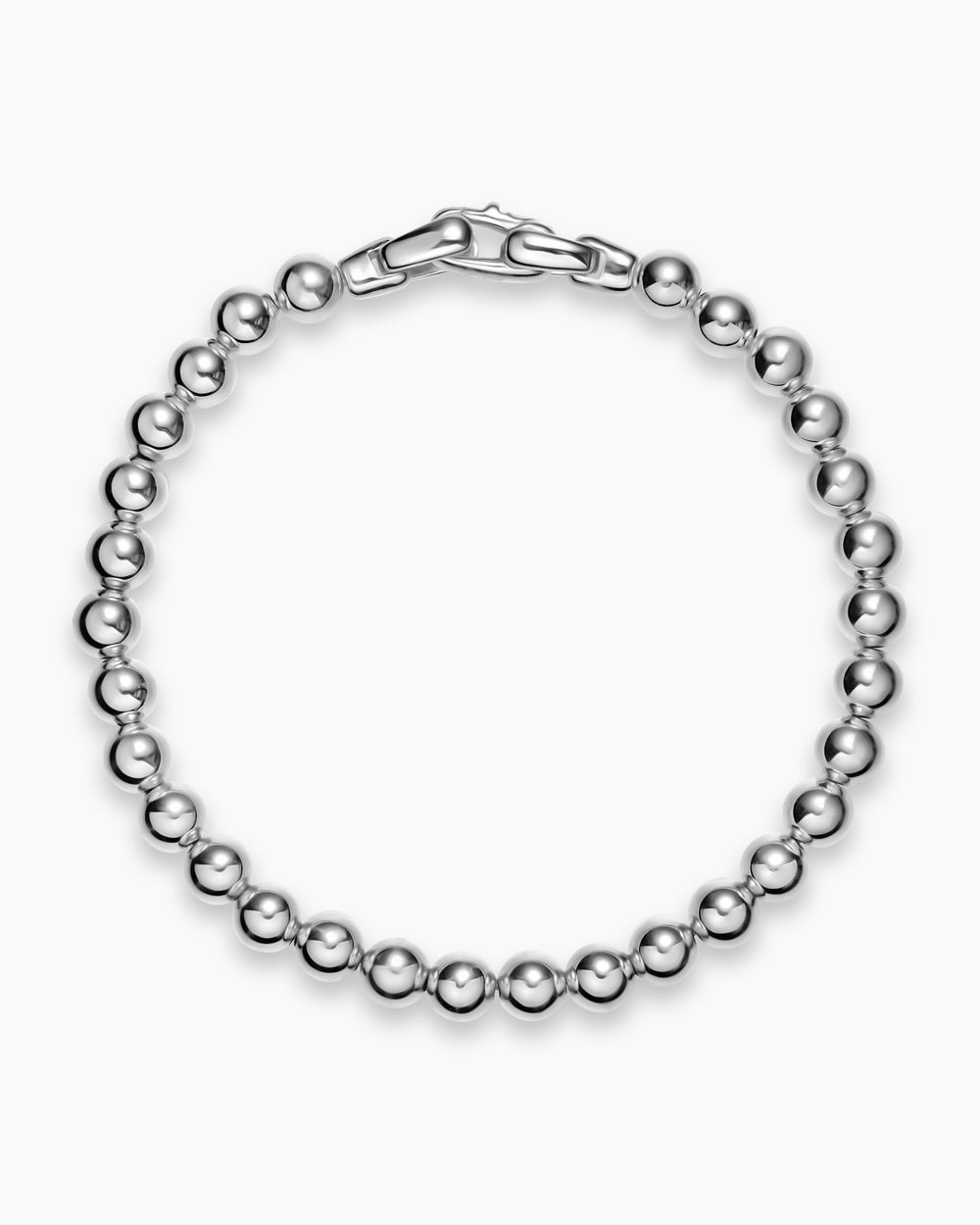 Mens Spiritual Beads Metal Bead Bracelet in Sterling Silver, 6mm