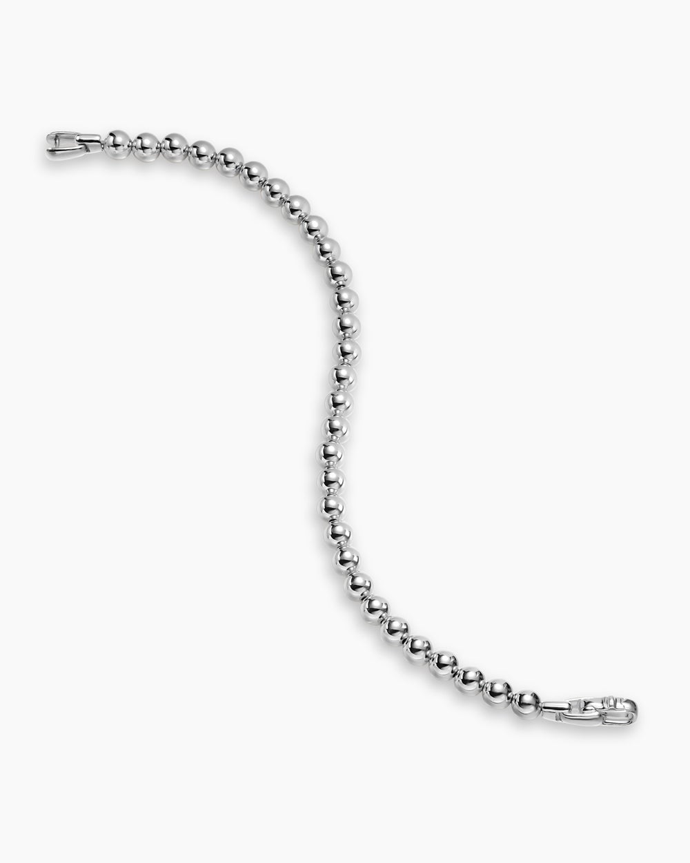 Mens Spiritual Beads Metal Bead Bracelet in Sterling Silver, 6mm