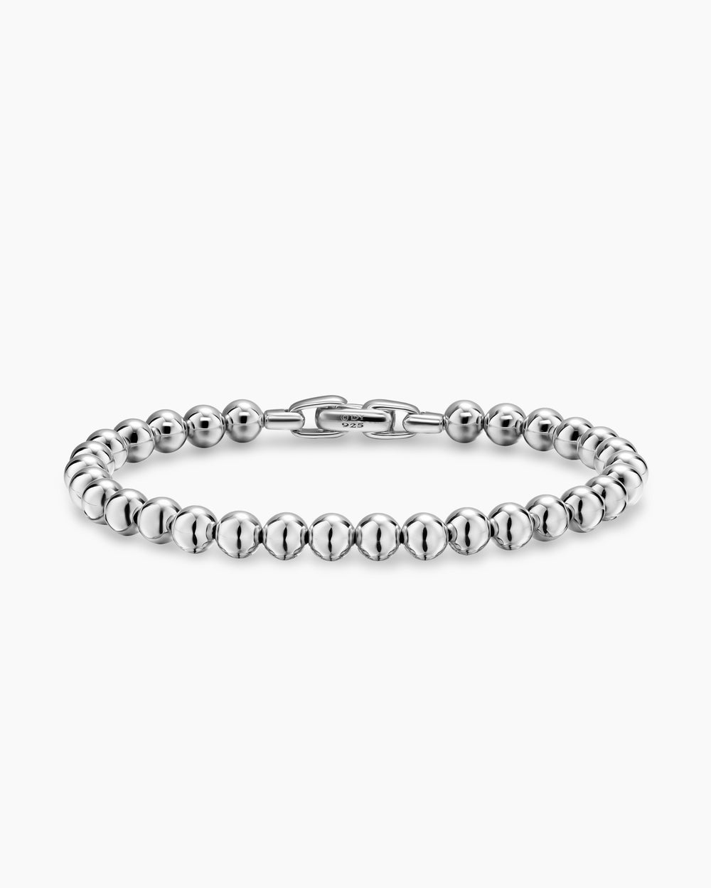 Mens Spiritual Beads Metal Bead Bracelet in Sterling Silver, 6mm